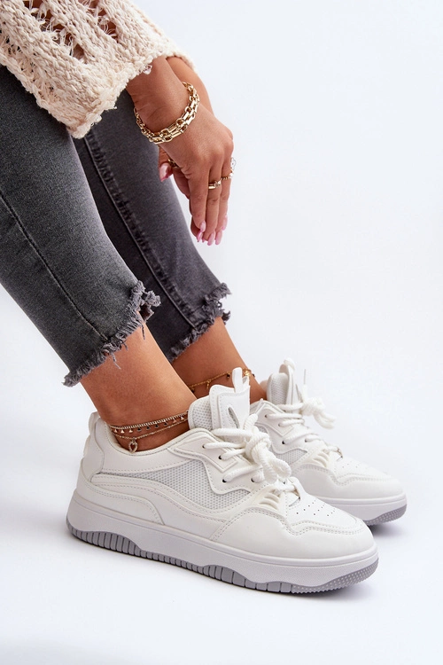 Sneakersy Damskie Na Platformie Białe Etnaria