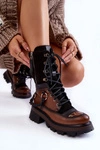 Skórzane Wysokie Botki Workery Maciejka 05586-29 Brązowo-Czarne
